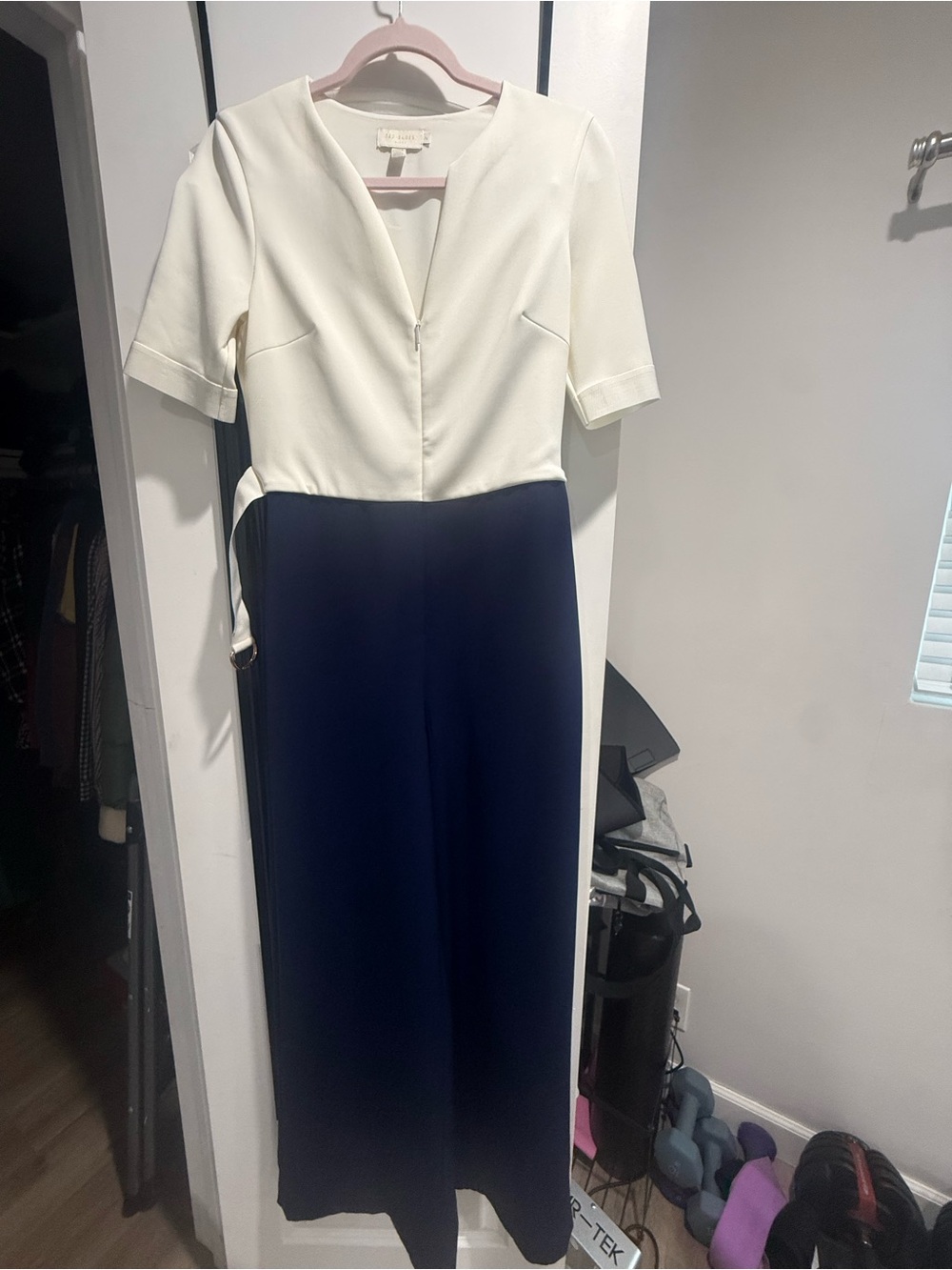 Ted Baker Two-Tone White and Navy Jumpsuit